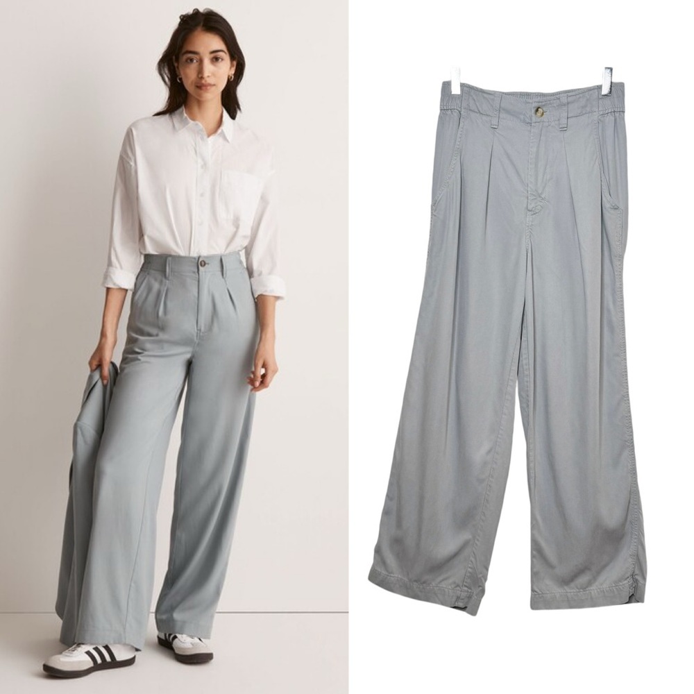 Madewell The Neale Straight Leg Drapeweave High Rise Pleated Women’s Pants Sz 2